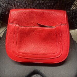Marc Jacobs Red Pebble Leather Empire City Messenger Crossbody Bag